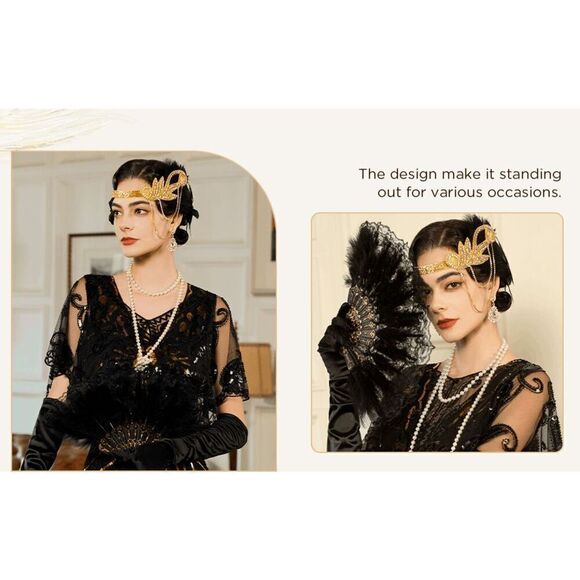 ✨ 6PCS 1920s Accessories Flapper Great Gatsby Vintage Retro Costume Set NEW main image 16
